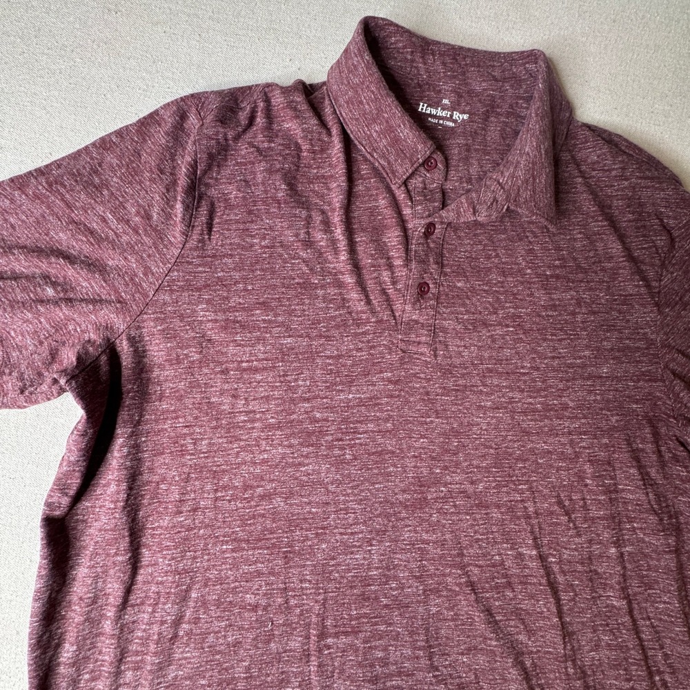 Hawker Rye Mens XXL Burgundy Heathered 100% Cotton Short Sleeve Polo Shirt